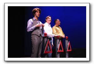 J. Ryan McFadden (Contestant 1), Keith J. Miller (Jeffrey), and Matthew Randall (Sterling)
