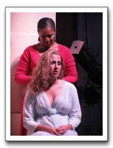 Aida (Rikki Howie) and Amneris (Alayna Morton)
