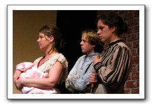 Carrie Parsons as Kate Keller, Kirk Noe as Percy, and Danielle Ballinger as Viney