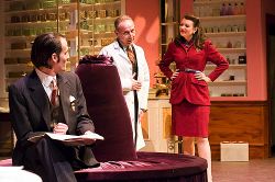 Mario Baldessari, center, as Mr. Sipos, banters with Matt Boliek, as Steven Kadar, and Leigh Taylor Patton, as Miss Ritter