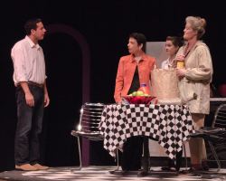 Andy Izquierdo (Howie), Karen Jadlos Shotts (Becca), Rebecca Phillips (Izzy), and Rebecca Lenehan (Nat)