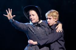 Henriette Van Brunt (Sherri L. Edelen) teaches little Pieter (Noah Chiet) to 'Be Not Afraid.'