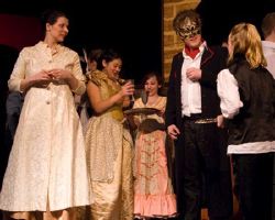 Amanda Kirby as Lady Capulet, Erik Harrison as Mercutio, Chorus as Samantha White and Lily Penn