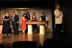 Mary McConnell (Muriel), Micky Goldstein (Andre), Bill Brown (Lawrence) and the Ensemble
