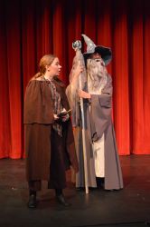 Sarah Fahrenkrug ('Bilbo Baggins') and Maxwell Carpenter ('Gandalf')