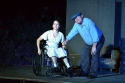 Deana Gilley as Elizabeth Willow and Ben Farnham as Ben Willow discussing Elizabeth's future.