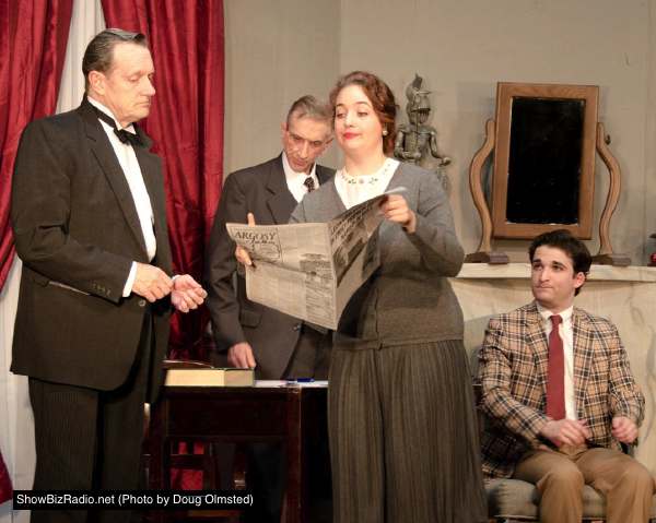 Mark Lee Adams (Sir Wilfred Robarts, QC), John Barclay Burns (Mr. Mayhew), Elisabeth Richters (Greta), and Russell Silber (Leonard)