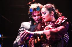 Alex Mills as Jekyll and Hyde; Brittany O'Grady as Fiancee