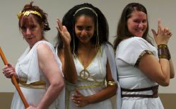 Charlie's Angels (Mikki Barry as Rhodippe, Lisa Hill-Corley as Lysistrata, and Rebecca Hranj as Lampito)
