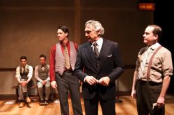 Alex Mandell as Richard Loeb, Stephen Russell Murray as Nathan Leopold, Sun King Davis as Reporter #1, Michael Kramer as defense attorney Clarence Darrow and Adam Downs as Reporter #3