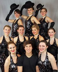 Front Row: Caitlin Gilligan, Brandon Diaz, Meghan Bryan. Middle Row: Maddie Ettrich, McKensey Sturzik, Kayla Shroyer, Abby Bryan. Back Row: Rachel Meggers, Emily Ready, Caty Brown.