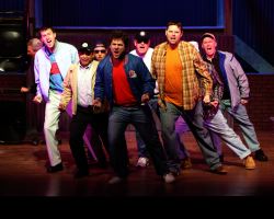 Marcus Fisk (Reg), Michael Gale (Malcolm), Rene Keith Flores (Marty), Ben Norcross (Ensemble), Dan Deisz (Teddy), Christopher Harris (Dave), and Michael Bagwell (Tony)