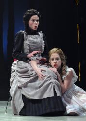 Wendla's Mother (Liz Mamana) explains, in her way, where babies come from to Wendla (Alyse Alan Louis)