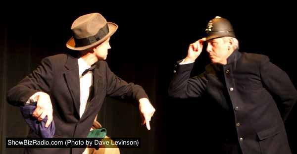 'Anything suspicious, let us know, sir.' 'I will, Constable!' (Tom Johnson at left with Kevin Daly).