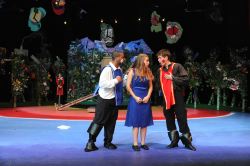 Aaron Brackett (The White Knight), Sasha Koch (Alice), Christian Osborne (The Red Knight)
