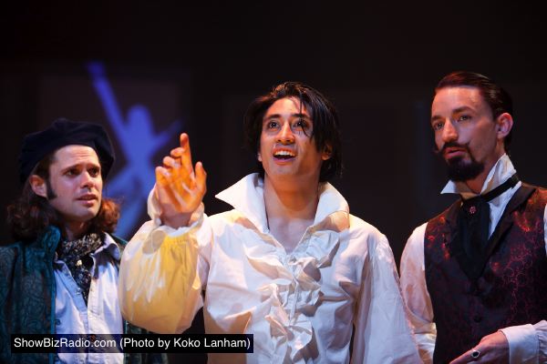 Robert Bowen Smith as Basil, Dallas Tolentino as Dorian Gray and Joseph Carlson as Lord Henry