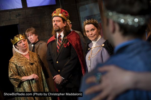 Cam Magee (Elinor), Bruce Alan Rauscher (Richard Plantagenet, the Bastard), Ian Armstrong (King John), Charlotte Akin (Queen Felipe of France) and Connor J. Hogan (Arthur)