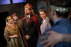 Cam Magee (Elinor), Bruce Alan Rauscher (Richard Plantagenet, the Bastard), Ian Armstrong (King John), Charlotte Akin (Queen Felipe of France) and Connor J. Hogan (Arthur)