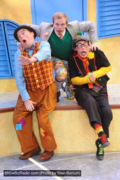 Michael Glenn as Scapin with Matthew McGee as Octave  and Bradley Foster Smith, as Sylvestre