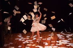Emily Young (Sylvia) showers the stage with letters