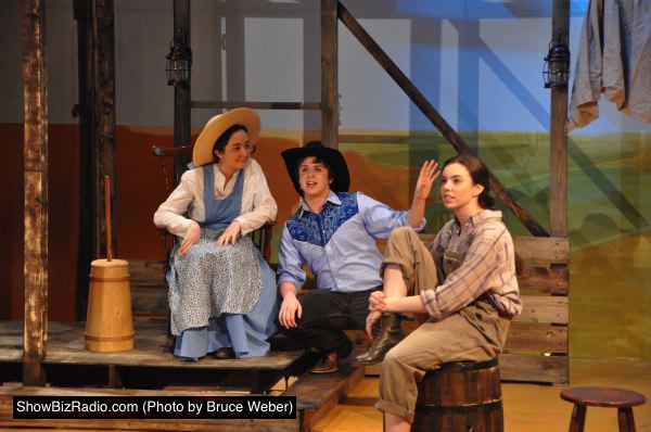 Jordan Reilly as Aunt Eller, Billy Weber as Curly, Amelia Heesen as Laurey
